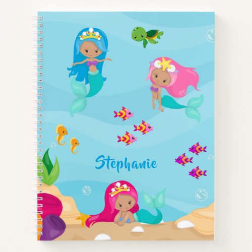 Cute Mermaid Personalized Girly Under the Sea Notebook