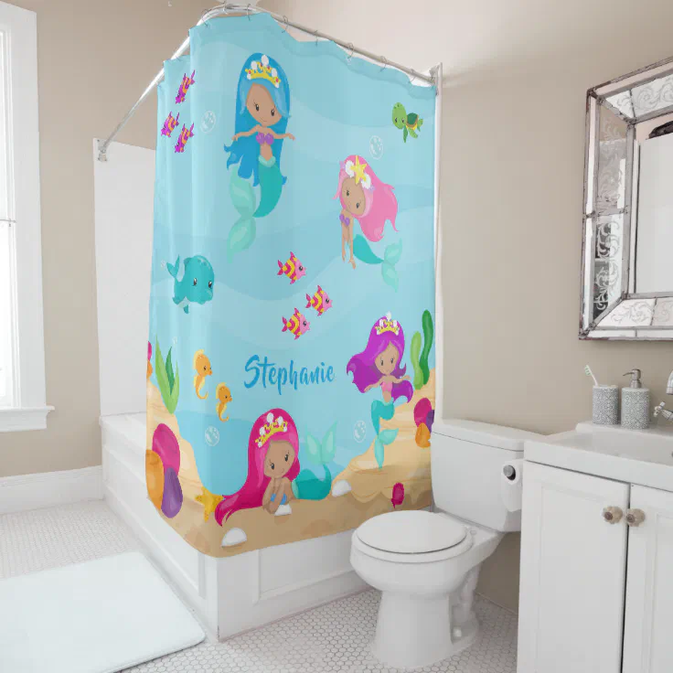 Cute Mermaid Personalized Girly Under the Sea Shower Curtain Zazzle