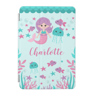 Cute Mermaid Personalized Kids iPad Mini Cover
