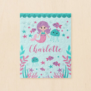 Cute Mermaid Personalized Kids Jigsaw Puzzle