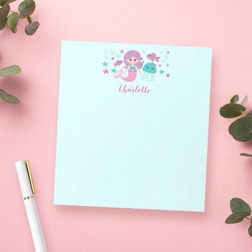 Cute Mermaid Personalized Kids Notepad