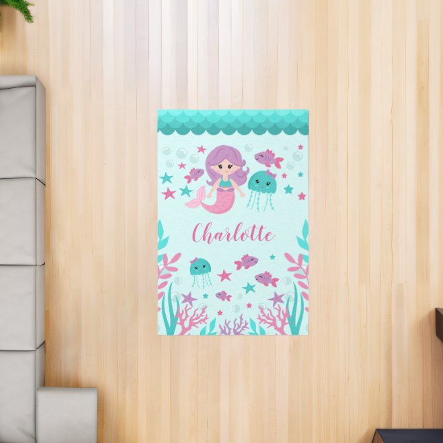 Cute Mermaid Personalized Kids Rug (Insitu (Indoor 2))