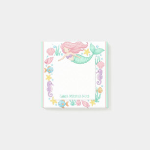 Cute Mermaid Personalized Mitzvah Notepad
