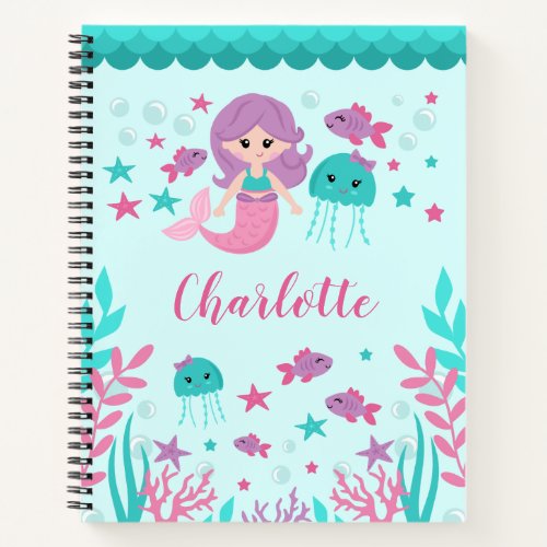 Cute Mermaid Personalized Notebook