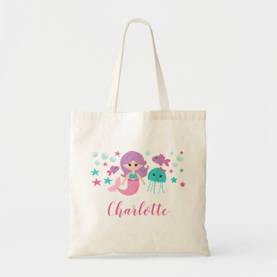 Cute Mermaid Personalized Tote Bag Zazzle Cute Mermaid Personalized Tote Bag