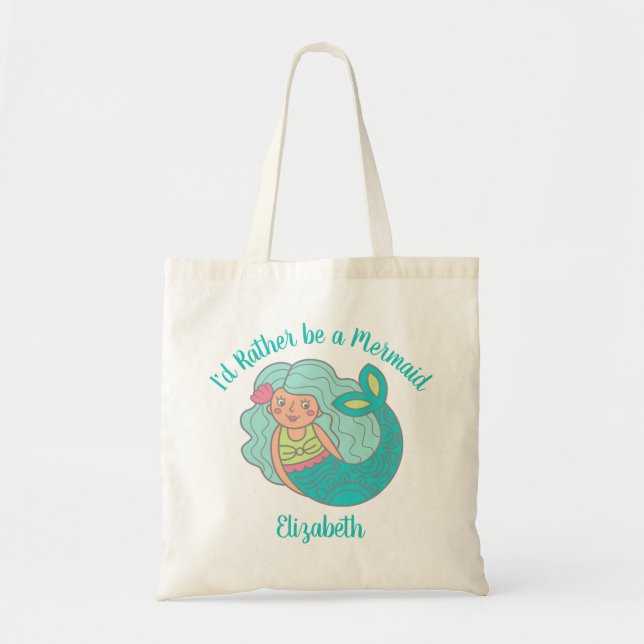 Cute Mermaid Personalized Tote Bag (Front)