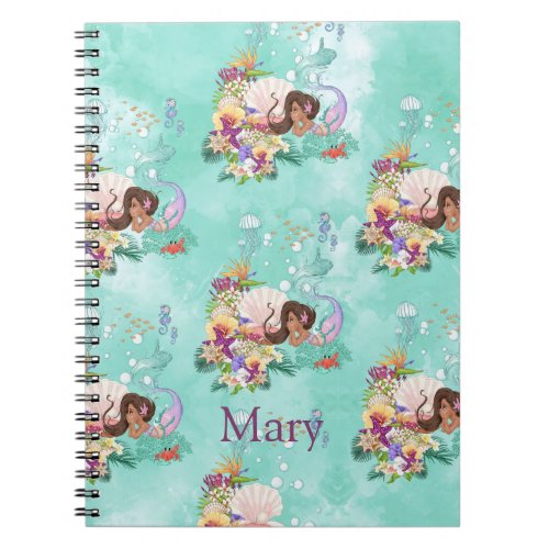 Cute Mermaid Pink Under The Sea Fish  Notebook