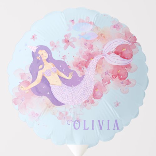 Cute Mermaid Pink Under the sea for little Girls  Balloon