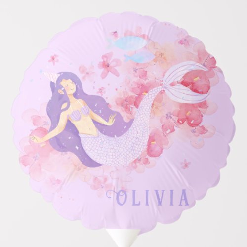 Cute Mermaid Pink Under the sea for little Girls  Balloon