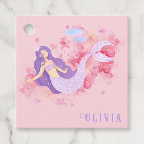 Cute Mermaid Pink Under the sea for little Girls  Favor Tags