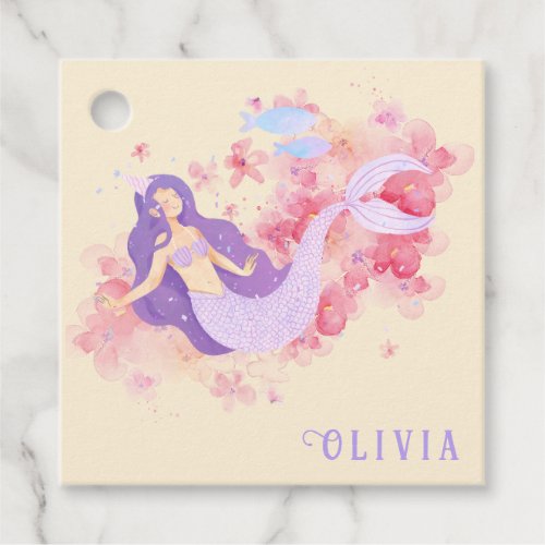 Cute Mermaid Pink Under the sea for little Girls  Favor Tags