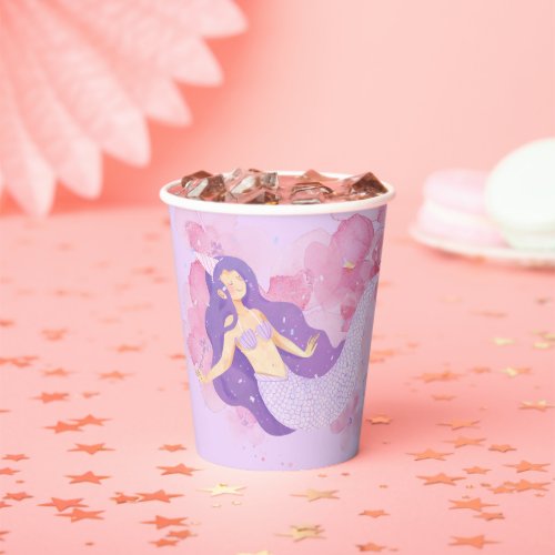 Cute Mermaid Pink Under the sea for little Girls  Paper Cups