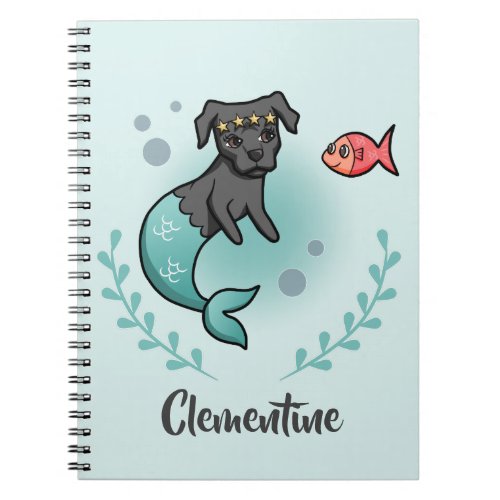 Cute Mermaid Pit Bull Dog  Add Your Name Notebook