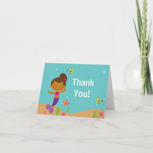 Cute Mermaid Pool Party Thank You Note