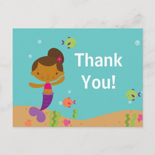 Cute Mermaid Pool Party Thank You Note Postcard