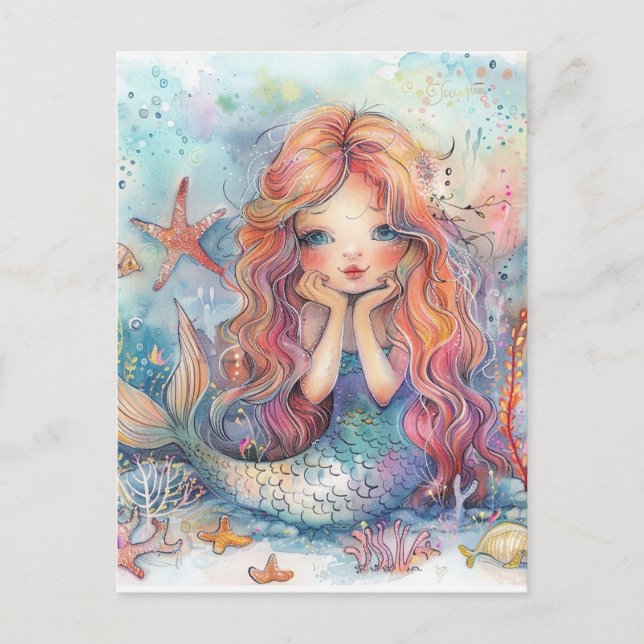 Cute Mermaid Postcard (Front)