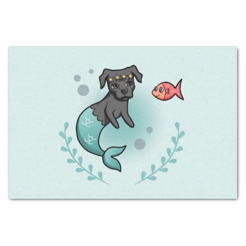 Cute Mermaid Princess Dog Cartoon Illustration Tissue Paper