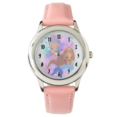 Cute Mermaid Princess Girls With Bubbles Watch