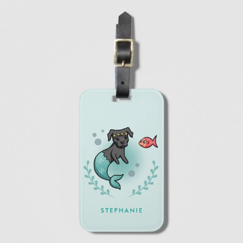 Cute Mermaid Princess MerDog Dog  Add Your Name Luggage Tag