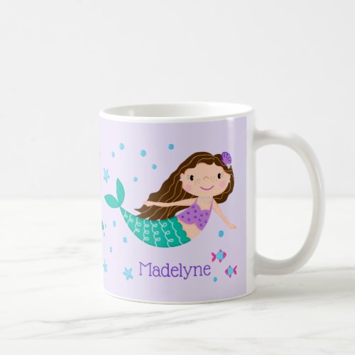 Cute Mermaid Purple Personalized Coffee Mug