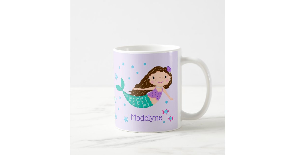 Cute Mermaid Purple Personalized Coffee Mug | Zazzle.com