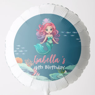 Cute Mermaid Rainbow colorful Birthday party name Balloon