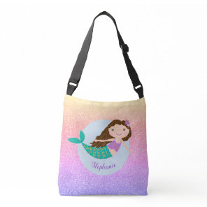 Cute Mermaid Rainbow Glitter Personalized Crossbody Bag