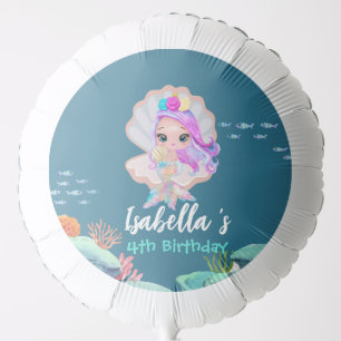 Cute Mermaid Rainbow pearl crown Birthday party Balloon