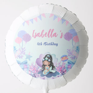 Cute Mermaid Rainbow Watercolor Birthday party Balloon