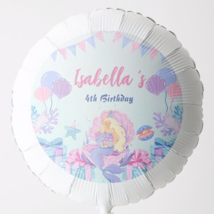 Cute Mermaid Rainbow Watercolor Birthday party Balloon