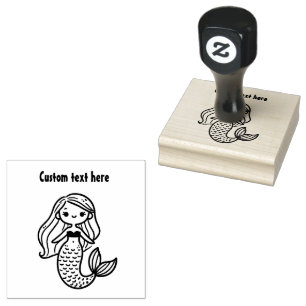 Cute Mermaid  Rubber Stamp
