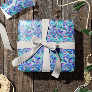 Cute Mermaid Scales Pattern Girls Birthday v2 Wrapping Paper
