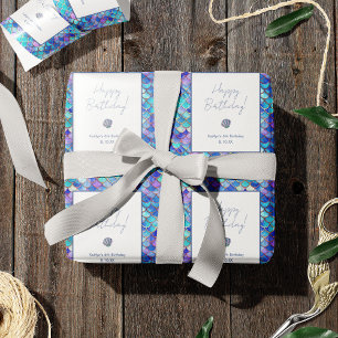 Cute Mermaid Scales Pattern Little Girls Birthday Wrapping Paper