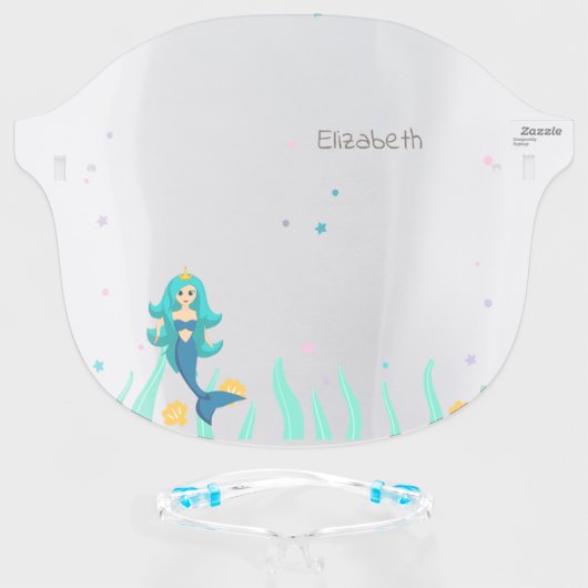 Cute Mermaid, Sea Face Shield (Front w/Glasses)