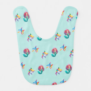 Cute Mermaid shark rainbow colorful birthday party Baby Bib