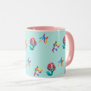 Cute Mermaid shark rainbow colorful birthday party Mug