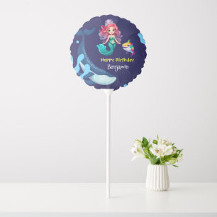 Cute Mermaid shark Whale rainbow colorful birthday Balloon