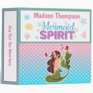 Cute Mermaid Spirit, Scales & Sea shells Custom 3 Ring Binder