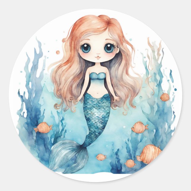 Cute Mermaid Stickers Envelope Seals (Front)