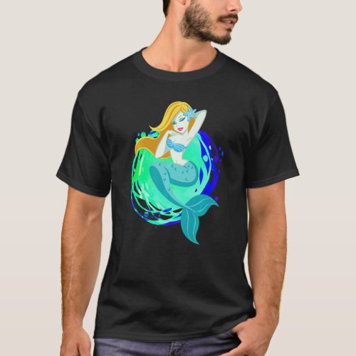 Cute Mermaid Swim Ocean  Mermaids Women Girly Girl T_Shirt