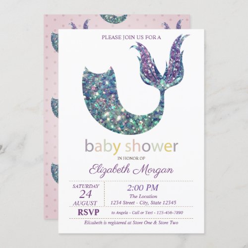 Cute Mermaid Tail Baby Shower  Invitation