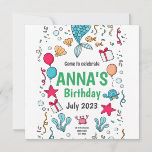 Cute Mermaid Tail, Mermaid Birthday Invitation