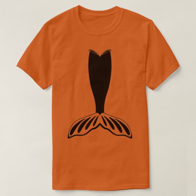 Cute Mermaid Tail Outline SIlohouette With Fish Fi T-Shirt (Design Front)