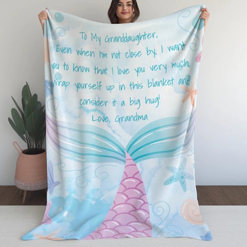 Cute Mermaid Tail Personalized Message Girl Fleece Blanket