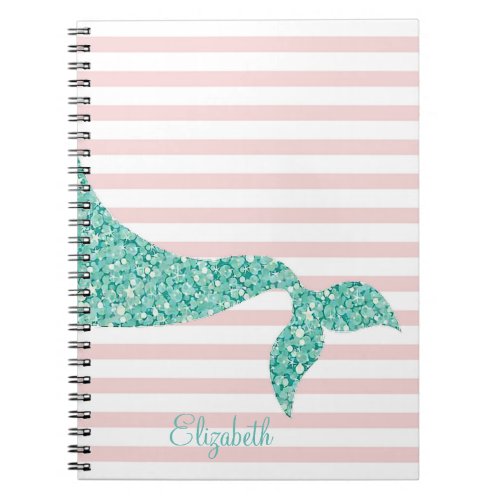 Cute Mermaid Tail Stripes_Personalized Notebook