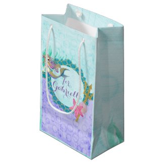 Cute Mermaid Teal & Purple Birthday Party Small Gift Bag