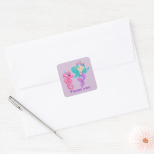 cute mermaid thank you Square Sticker