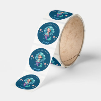 Cute mermaid thanks classic round sticker