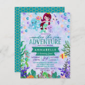 Cute Mermaid Theme Birthday Party Invitations (Front/Back)