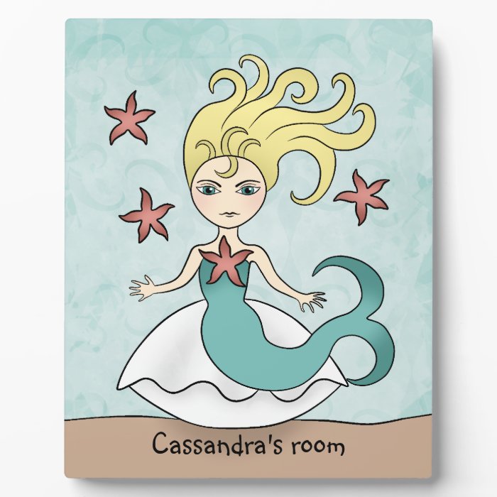 Cute mermaid to personalize display plaque